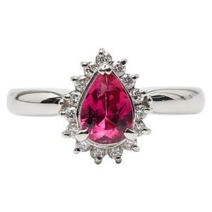 Unbranded Pink Tourmaline Diamond Platinum 900 Ring Silver